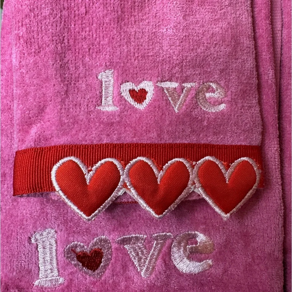 Pink Love Heart Towels